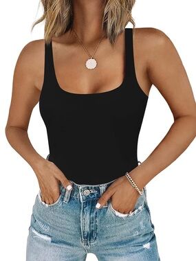 Essential Black Square Neck Bodysuit - NWOT
